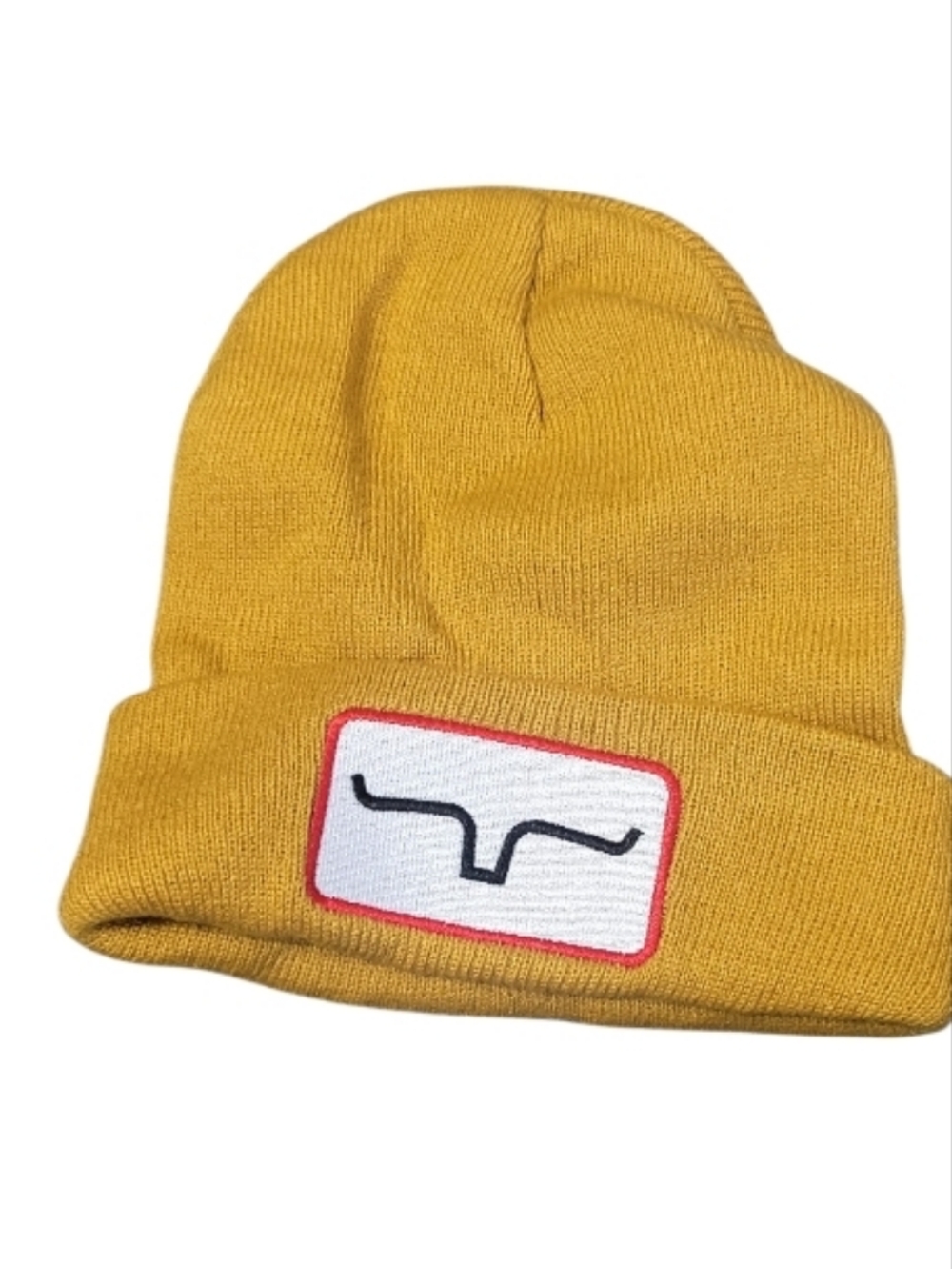 New Unisex Mustard Yellow Beanie Hat with Patch Logo One Size